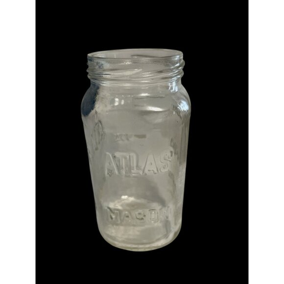 Vintage Atlas Mason Jar – Clear Glass Quart Canning Jar – Mid 20th Century - Picture 5 of 6